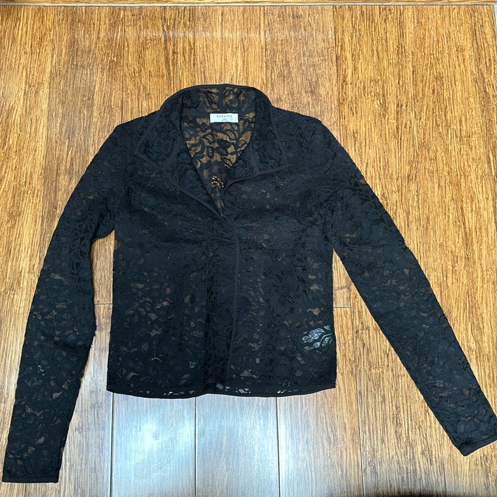 Aritzia See thru black lace shirt